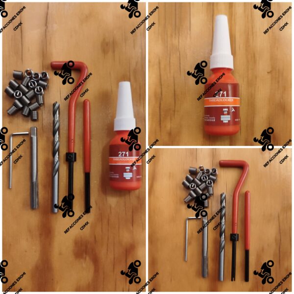 Kit Reparador de roscas m6x1 y fijador sellador de roscas